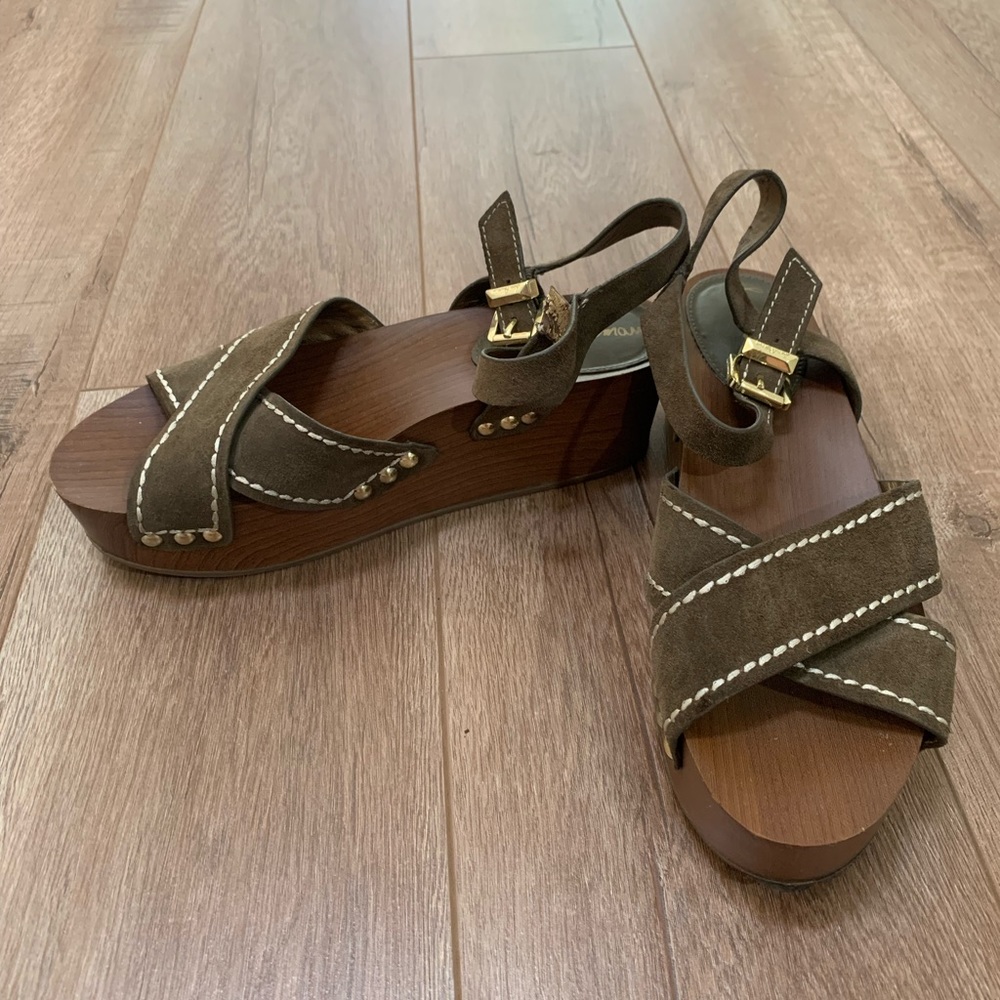 Sam Edelmon olive green summer sandal - Picture 2 of 4